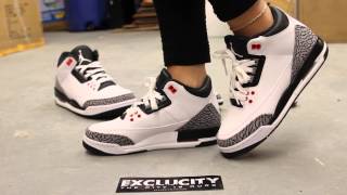 Womans GS Air Jordan 3 Retro quotInfrared 23quot Onfeet Video at Exclucity [upl. by Sandro]