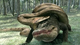 COCODRILO VS ANACONDA  Serpiente Gigante se come un Cocodrilo [upl. by Nnylsia]