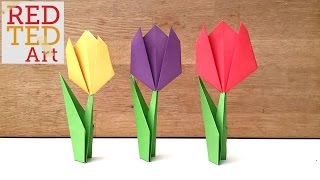 Easy Paper Tulip Origami Flower [upl. by Devinna]