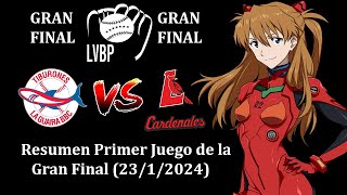 LVBP 202324 Resumen del Primer Juego de la Gran Final Tiburones vs Cardenales [upl. by Pelage]