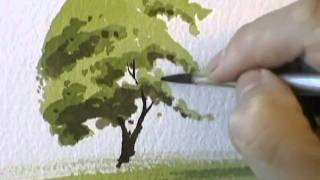 A Simple Tree  Watercolour Demonstration by PETER WOOLLEY [upl. by Dewitt]