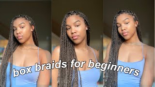 How to Do Box Braids on Yourself SUPER EASY TO FOLLOW TUTORIAL FOR BEGINNERS [upl. by Cariotta76]