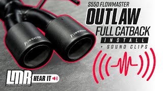 20182023 Mustang GT Flowmaster Outlaw Series Catback Exhaust Kit  Install amp Sound Clips [upl. by Nevag399]