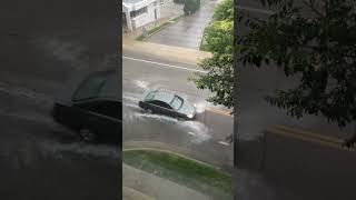 Flooded road cars splashing water high [upl. by Naitsirhk822]