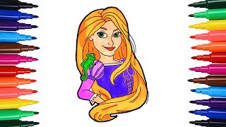 How to Draw RAPUNZEL from Tangled  Disney Princess  disney disneyjunior art tangled rapunzel [upl. by Cadell477]