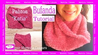 Bufanda Cuello Cruzada en Dos Agujas Palitos quotKatiaquot Tutorial Gratis por Maricita Colours [upl. by Ydok307]