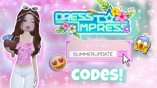 ALL NEW SUMMER DRESS TO IMPRESS CODESFULL VIDEO 😝🩷 roblox dresstoimpress [upl. by Gracia]