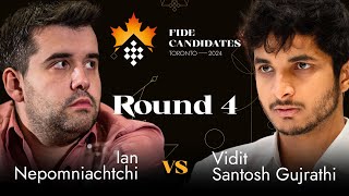 Round 4  Ian Nepomniachtchi  Vidit Gujrathi  FIDE Candidates 2024 [upl. by Abe]