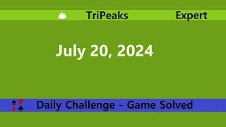 Microsoft Solitaire Collection  TriPeaks Expert  July 20 2024  Daily Challenges [upl. by Bird]