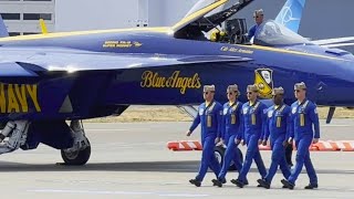 US Navy Blue Angels  Pilot Walk Down Startup Takeoff  Seattle Seafair 2023 [upl. by Gavette]