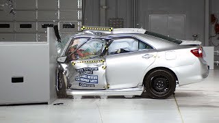 2012 Toyota Camry driverside small overlap IIHS crash test [upl. by Imoen]