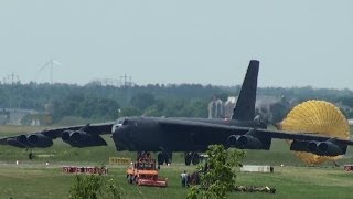 USAF B52 Landing at Berlin Schoenefeld Airport for ILA Berlin Air Show 2010 full HD [upl. by Annaillil567]