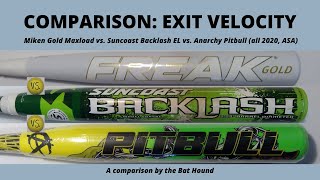 Exit Velocity Miken Gold Maxload vs Suncoast Backlash EL vs Anarchy Pitbull all 2020 ASA [upl. by Reseda136]