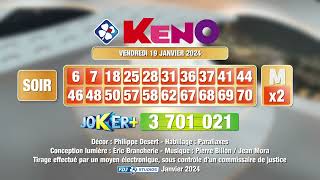 Tirage du soir Keno® du 19 janvier 2024  Résultat officiel  FDJ [upl. by Sices]