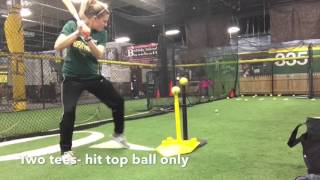 Softball Tee Drill to Prevent Dropping Back Shoulder [upl. by Votaw]