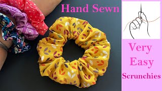 Diy Hand Sewn Scrunchy Tutorial  How To Make A Scrunchies  Hand sewing  Scrunchy costurado à mão [upl. by Linskey]