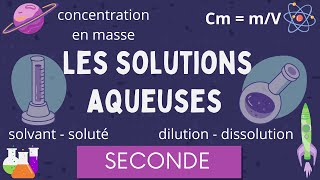 Solutions Aqueuses  soluté solvant concentration dissolution dilution  Seconde Physique Chimie [upl. by Placido]