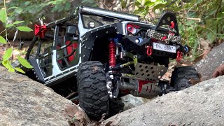 110 Scale RC  TRAXXAS TRX4 Jeep Wrangler Rubicon Valley AdventureGuest RC Car [upl. by Anelak]