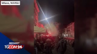 Milano violenti scontri tra tifosi di Milan e Psg [upl. by Melodee]