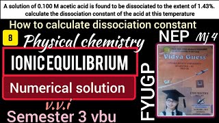 vbu Semester 3 chemistry vidya guess solution  A solution of 0100 M acetic acid is found to be [upl. by Argile]