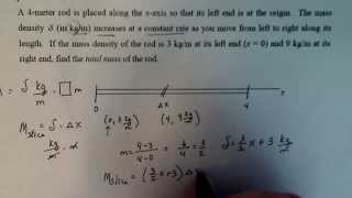 Calculus 2 Find the Mass of a Rod using Slicing and Integration [upl. by Haiel]