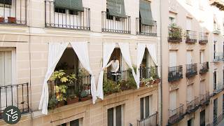 NEVER TOO SMALL Architects Flexible Three Balcony 1860’s Apartment Madrid 55sqm592sqft [upl. by Ahsiryt]