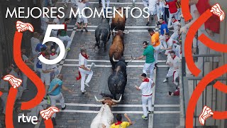 MEJORES MOMENTOS del quinto encierro de San Fermín 2022  Toros de Cebada Gago [upl. by Zavala]