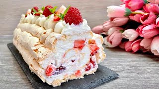 Super delicious and easy meringue roulade dessert Everyone will be amazed [upl. by Aynas]