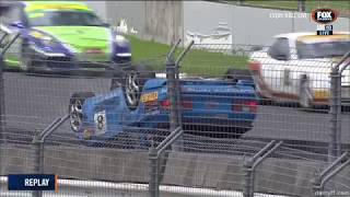 New Zealand Porsche Series Championship 2018 Race 3 Pukekohe Park Raceway Crash Flip [upl. by Eralcyram]