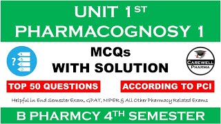 50 MCQs with Solution  Unit 1 Pharmacognosy  pharmacognosy 4th semester unit 1 mcq [upl. by Yokum760]