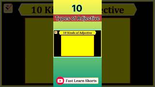 10 Types of Adjectives shorts grammar [upl. by Ardnuassac]