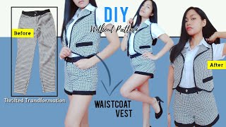 DIY Waistcoat without a Pattern Quick and Easy Tutorial How to Make a Waistcoat  Vest out of Pants [upl. by Eirehs]