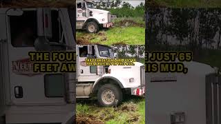 Truck gets bogged while hauling a huge railway station truckerlife heavyhauler stuckinmud [upl. by Gradeigh]