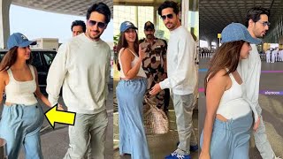 Pregnant Kiara Advani Flaunting her Big Baby Bump with husband Sidharth Malhotra at the Airport [upl. by Aokek469]