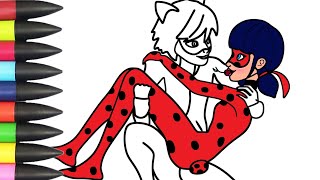 How To Color Miraculous Ladybug amp Cat Noir Love  Winsor amp Newton Markers [upl. by Eilojne]