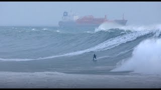 SaturdayCrew  RAW Surfing Massive Cascais Marina Storm Waves 05112023 [upl. by Alegna977]