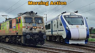 Early Morning Action NagpurRaipur Section with Nagpur Vande Bharat ExpAmarkantak Exp at 130kmph [upl. by Olli527]