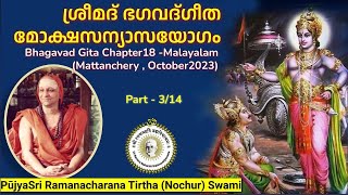 ഭഗവദ്ഗീത അധ്യായം18 314പൂജ്യശ്രീ രമണചരണതീർത്ഥ സ്വാമി PujyaSri RamanacharanaTirtha NochurSwami [upl. by Delila]