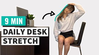 DAILY DESK STRETCHES  Stretches for people who sit all day Follow Along [upl. by Pinkham667]