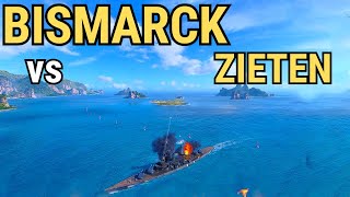 Bismarck vs Zieten Brawl  secondaries supremacy  World of Warships [upl. by Ahsimed288]