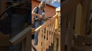 🔨Deck Stair Railing Installation construction contractor deck framing carpenter carpentry [upl. by Holmes606]