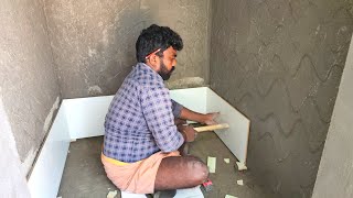 Excellent work in Bathroom Wall And Floor tile installation process Easy and Fastest Construction [upl. by Naujek961]