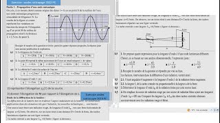 Exercice 2 bac les ondes mécaniques et lumineuses rattrapage 2022 et rattrapage 2019 PC [upl. by Einnaffit162]