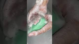 ASMR Washing off the bar of soap all the way to zero Long lathering of soap shorts [upl. by Shulem]