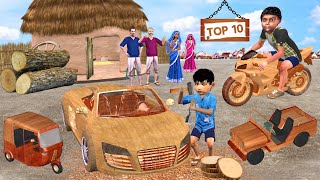 Mini Wooden Vehicles Toys Comedy Videos Collection Hindi Stories Garib Ki Kahani Bedtime Moral Story [upl. by Mastrianni796]