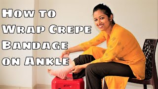 How to Tie a Crepe Bandage Properly in 2 minutes  Sprained Ankle  क्रेप बैंडेज को 2 मिनट लपेटें [upl. by Oicor]