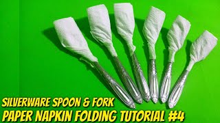 Paper napkin fold silverware spoon and fork tutorial 4 [upl. by Sandye669]