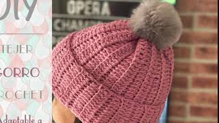 GORRO A CROCHET tejido paso a paso para mujer [upl. by Crespi]