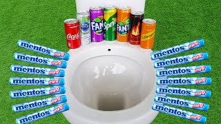 Big Mentos eruption from holes toilet Schweppes Coca Cola Fanta Burn Sprite Nestle vs Mentos [upl. by Magnum]