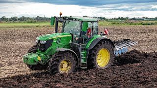 John Deere 6215R with Lemken Europal 6 plow amp Fendt 313 Vario with Kuhn HR404 Power Harrow  4Kᵁᴴᴰ [upl. by Kinson]